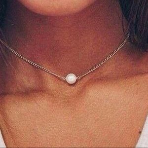 Pearl Choker, single pearl necklace, classy